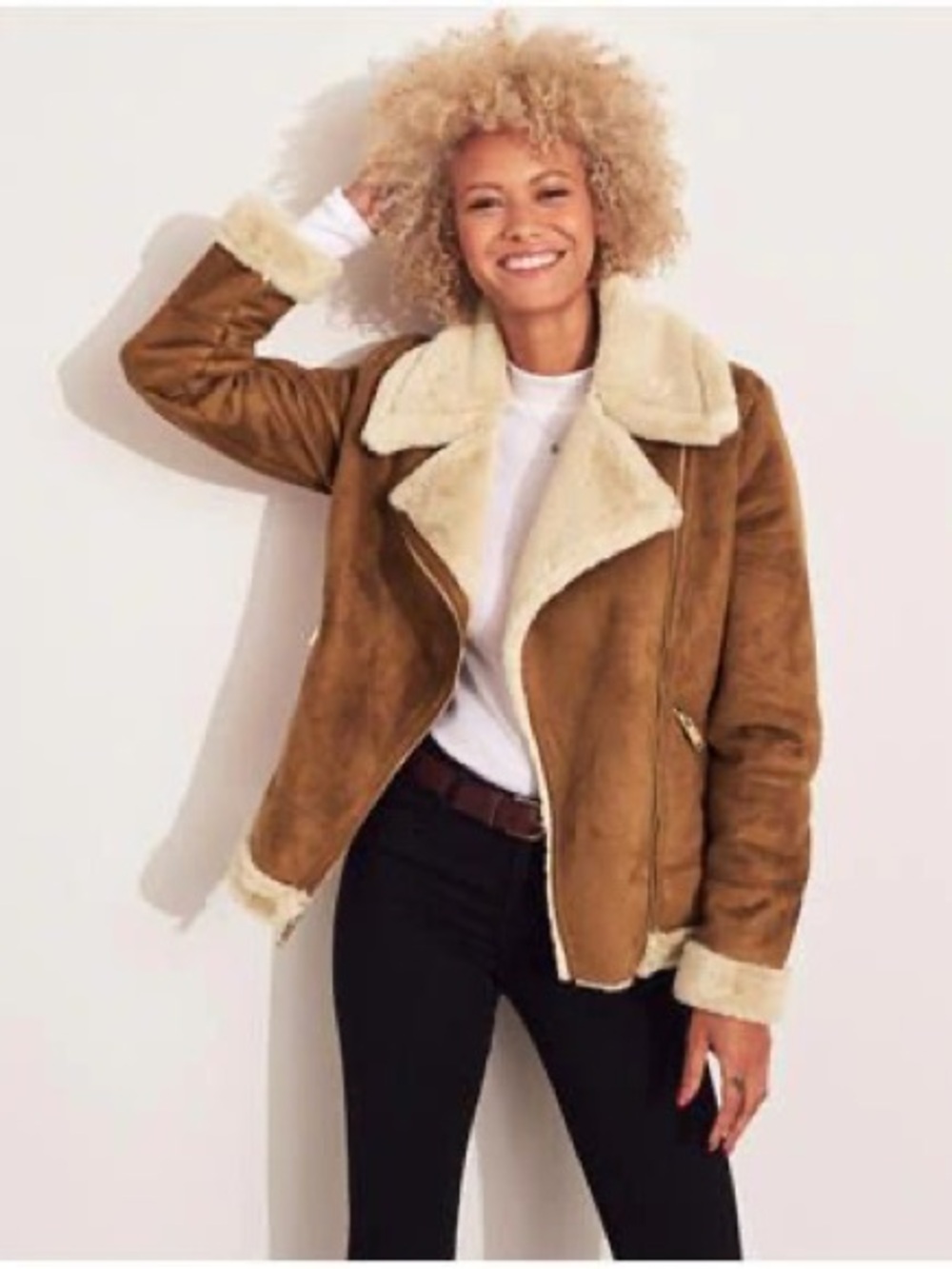 NWT Holister Faux Shearling Biker Jacket